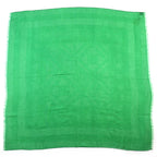 Hermes Sellier Cashmere Silk Fringe Large Shawl Scarf Green