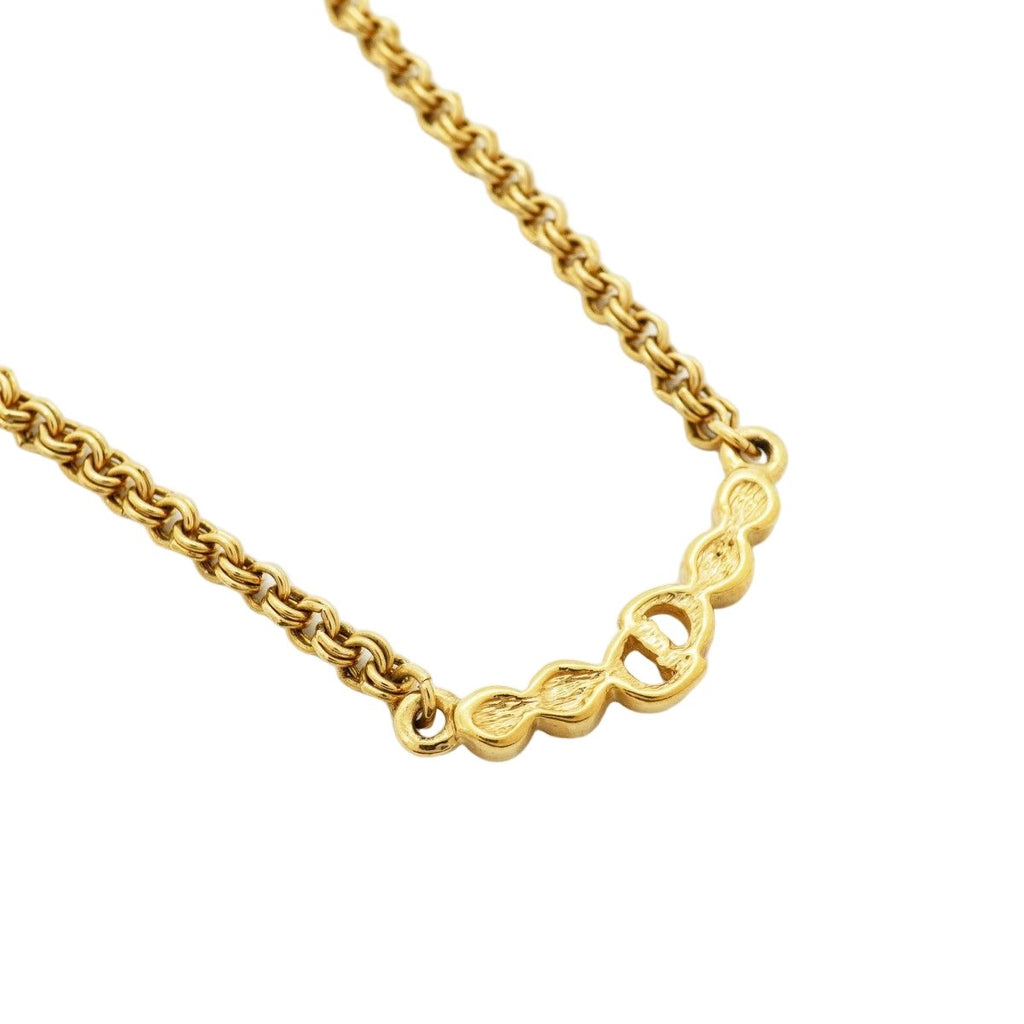 Dior Necklace CD Logo Gold Plated Rhinestone — view 2