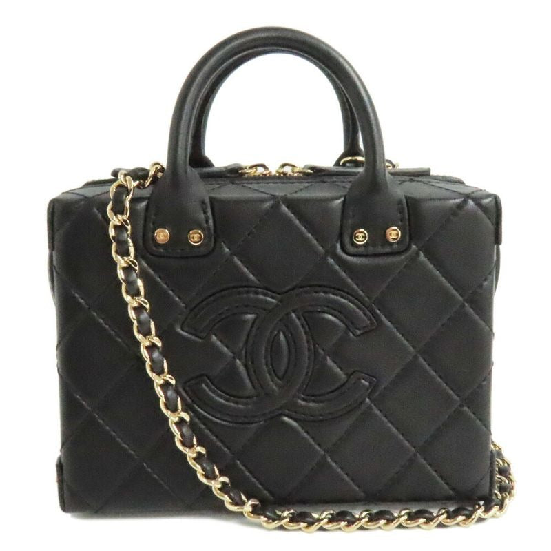 Chanel Small Vanity Case Chain Shoulder Bag As3344 Black Gold Hardware — view 2