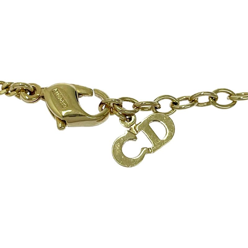 Christian Dior GP Rhinestone Logo Necklace Gold — view 7