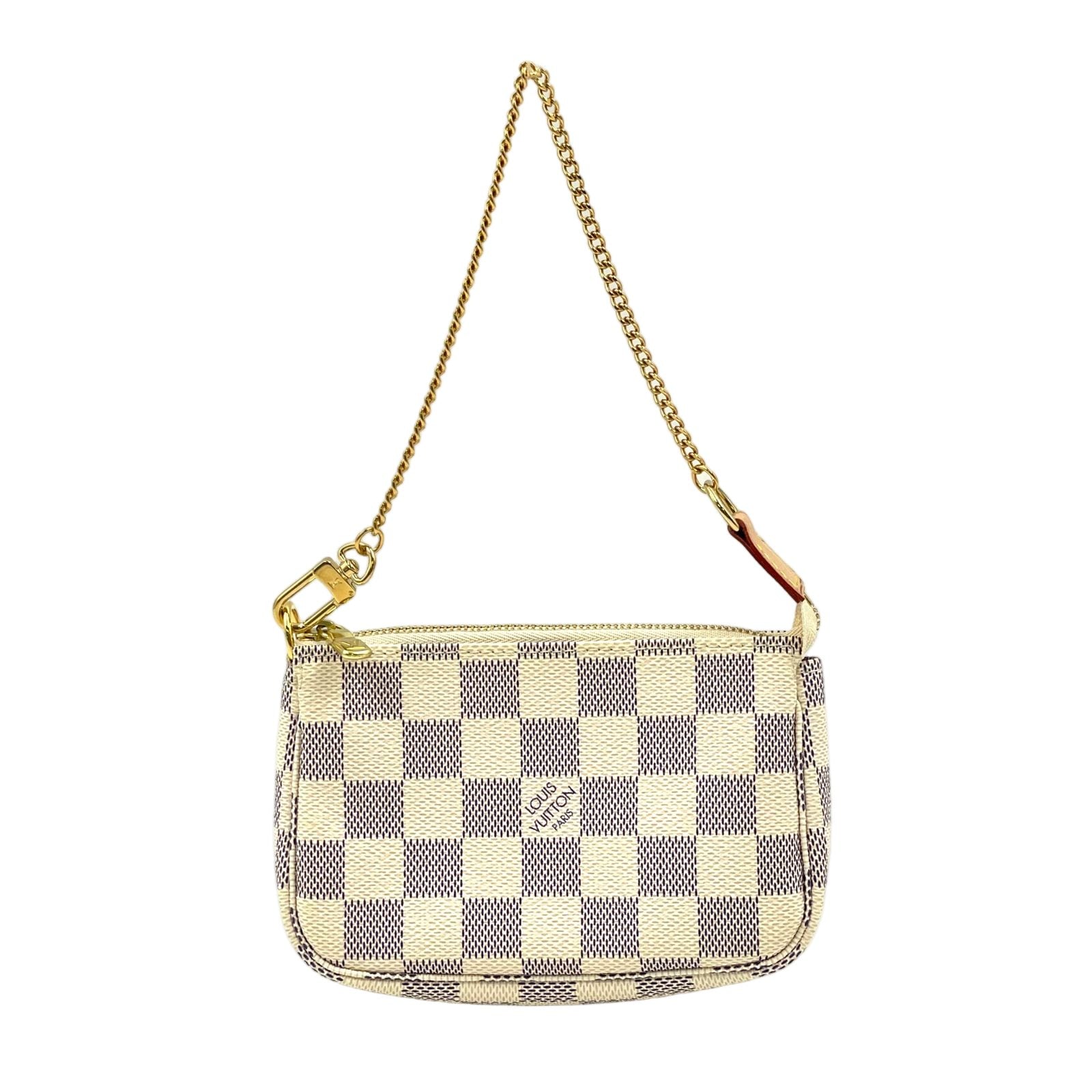 Louis Vuitton Mini Pochette Accessoire Damier Azur White Handbag Gold
