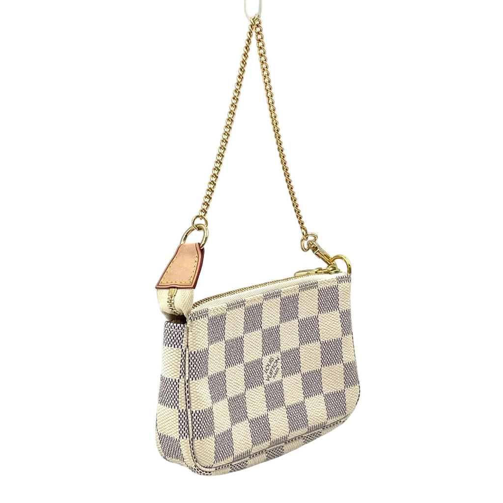 Louis Vuitton Mini Pochette Accessoire Damier Azur White Handbag Gold — view 2