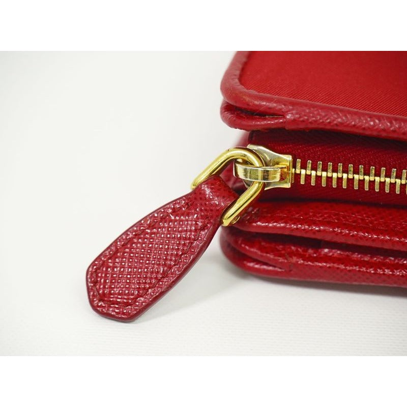 Prada Nylon Fold Wallet Compact Red — view 6