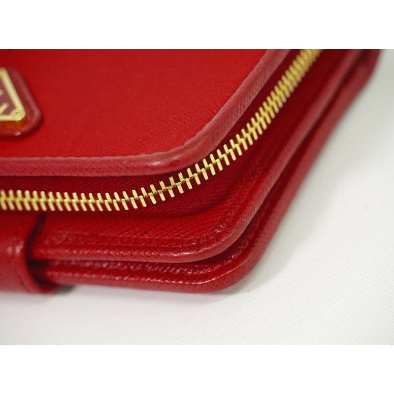Prada Nylon Fold Wallet Compact Red — view 7