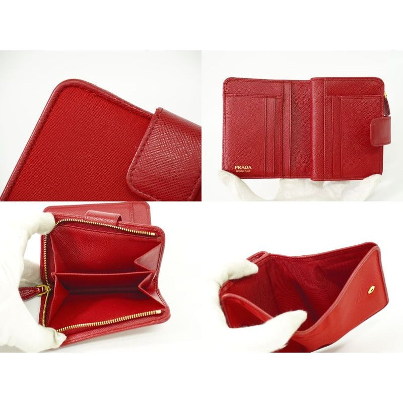 Prada Nylon Fold Wallet Compact Red — view 8