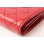 Chanel Long Wallet Leather Rouge Red Vintage Silver Hardware — view 4