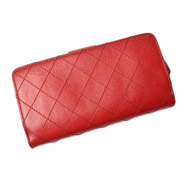 Chanel Long Wallet Leather Rouge Red Vintage Silver Hardware — view 6