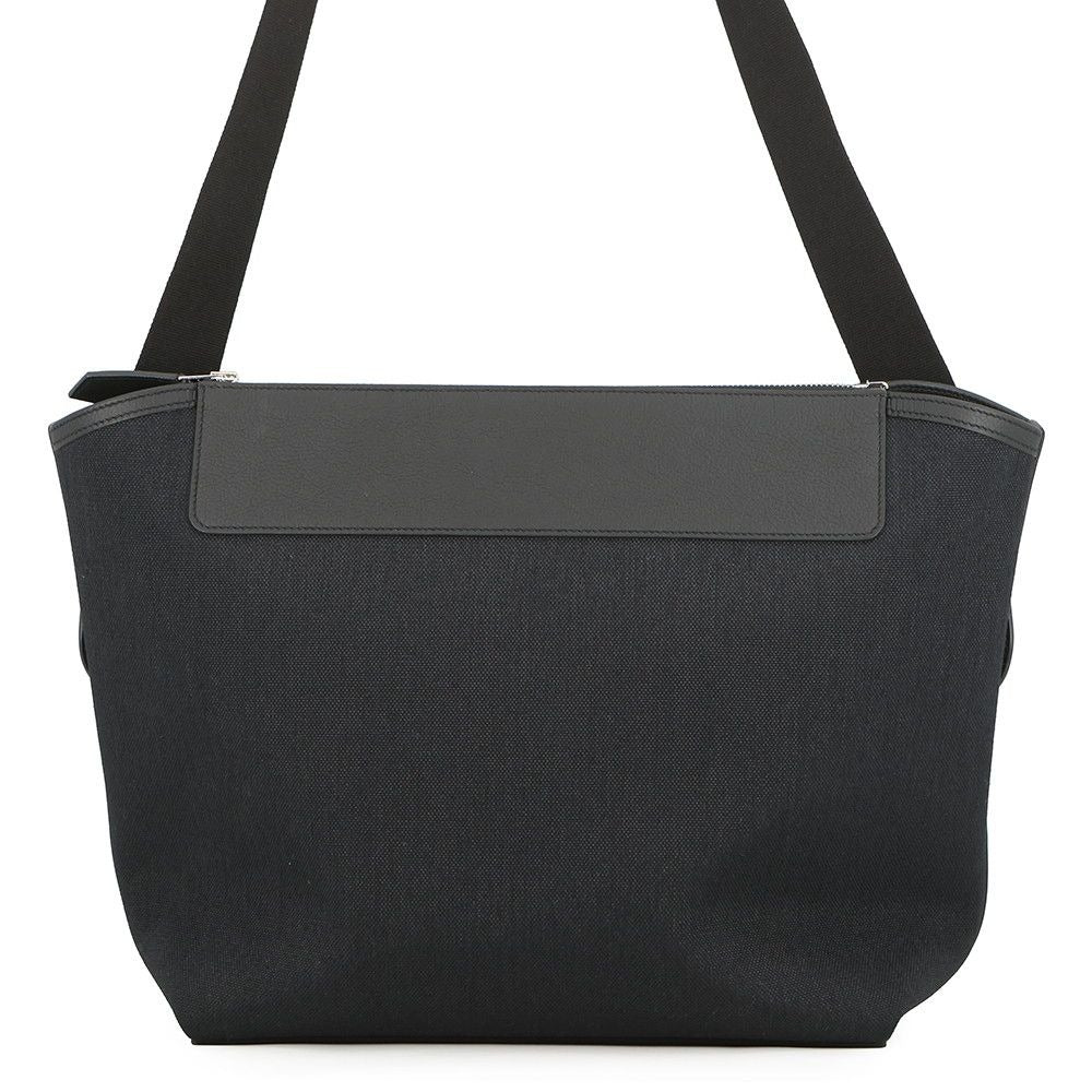 Hermes Shoulder Bag Black Silver Toile Ash Taurillon Legato