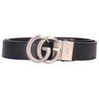 Gucci GG Logo Buckle Reversible Leather Belt 90