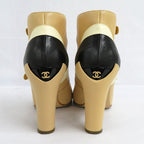 Chanel Short Boots Ankle Strap Coco Mark 35.5 Beige Black White — view 3