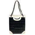 Chanel Shoulder Bag Logo Choco Bar Enamel Leather Black