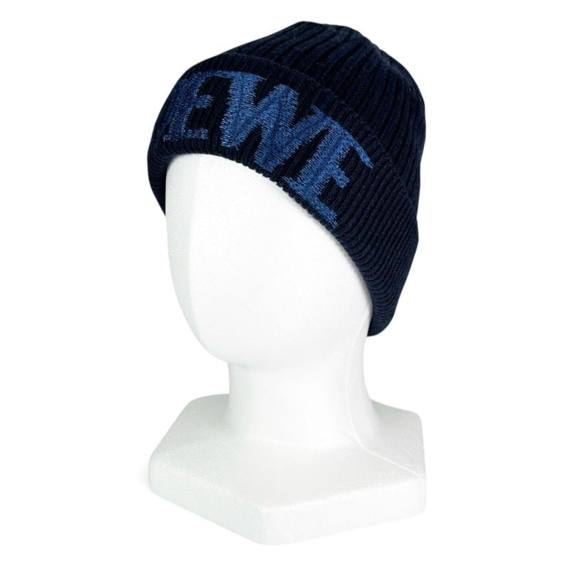 Loewe X23 100% Wool Logo Design Beanie Knit Cap Navy Blue