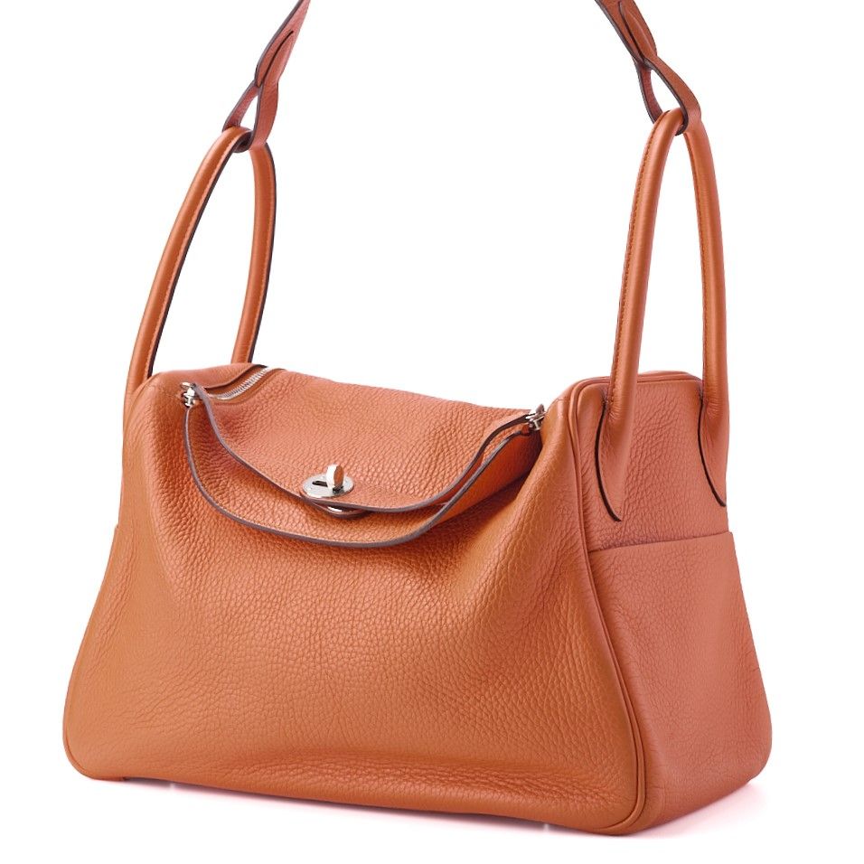 Hermes Lindy 34 Shoulder Bag Taurillon Clemence Orange Poppy — view 2