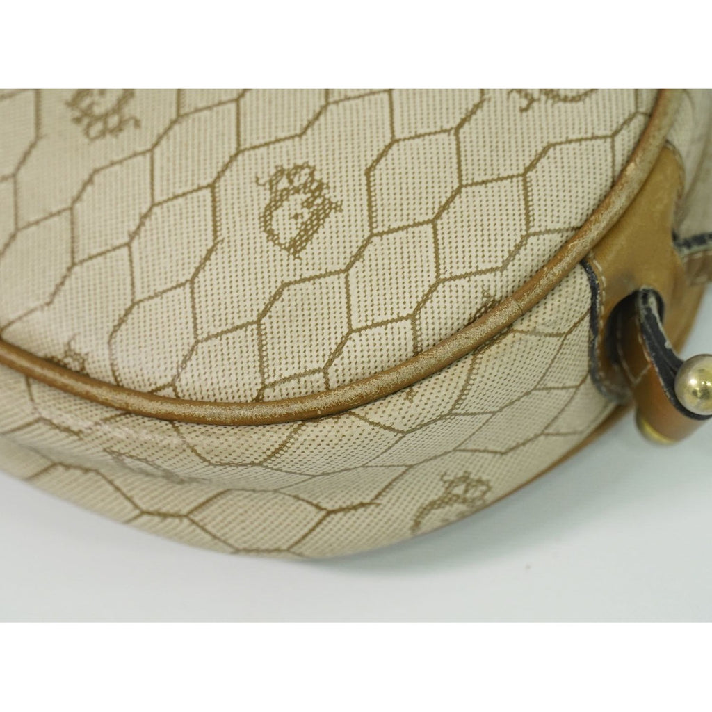 Dior Christian Honeycomb Pattern Shoulder Bag Pochette Beige — view 4