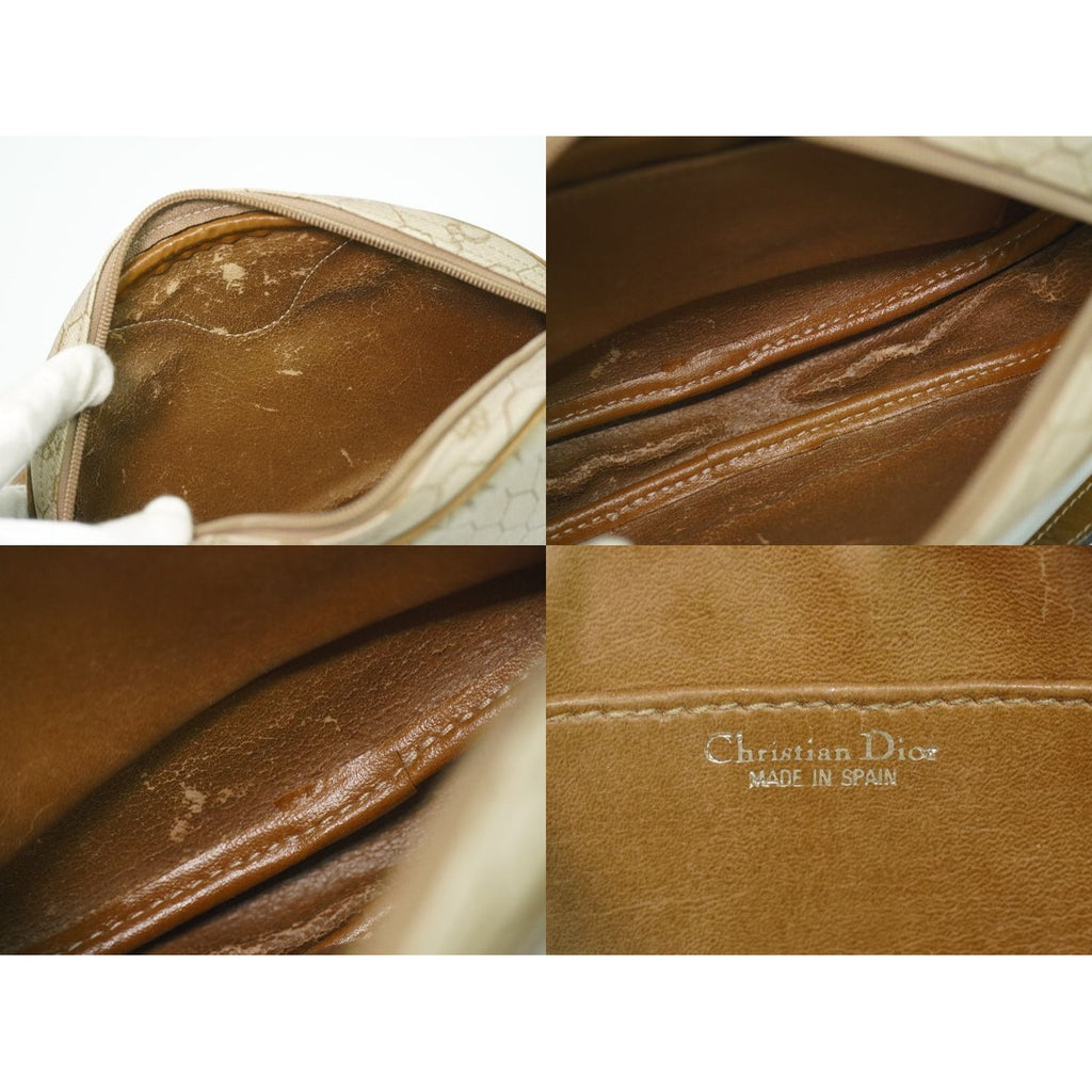 Dior Christian Honeycomb Pattern Shoulder Bag Pochette Beige — view 9