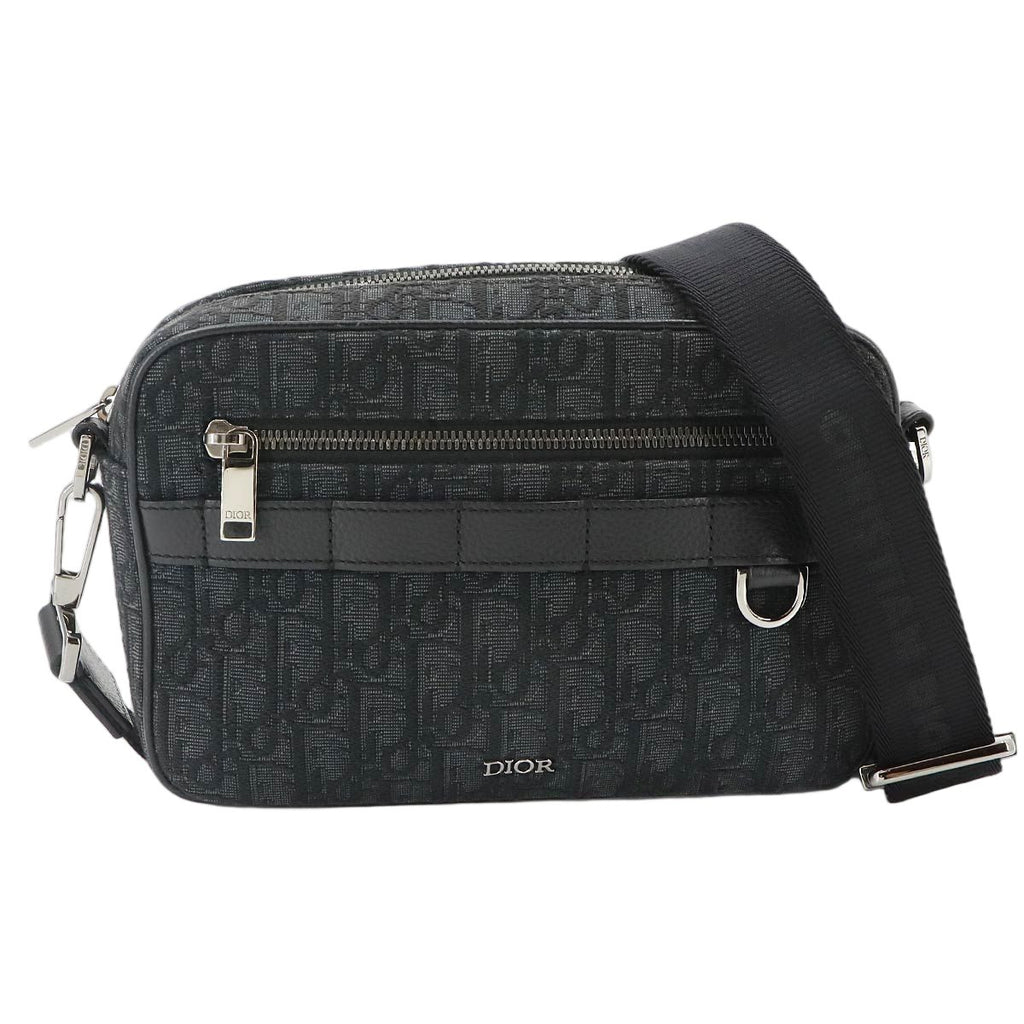 Dior Oblique Safari Shoulder Bag Canvas Leather Black