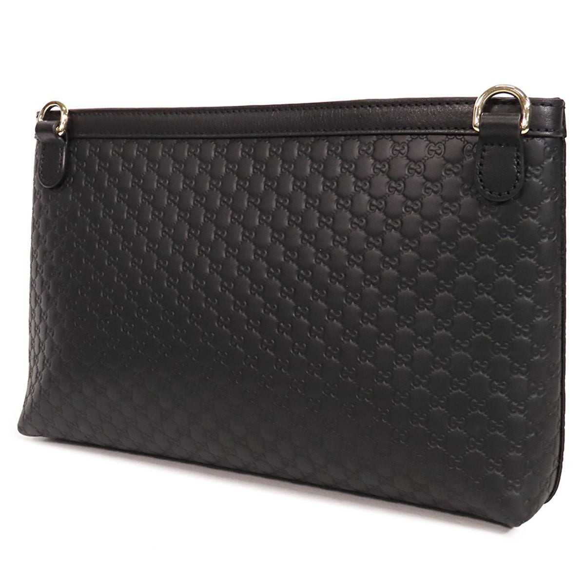 Gucci Micro Guccissima Shoulder Bag Black Leather 2-Way Clutch — view 2
