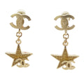 Chanel CC Logo Star Earrings Gold Metal Resin Glitter