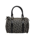 Dior Trotter Mini Boston Bag Black Beige Canvas Leather