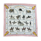 Hermes Carre 90 Noir Silk Pink White Scarf