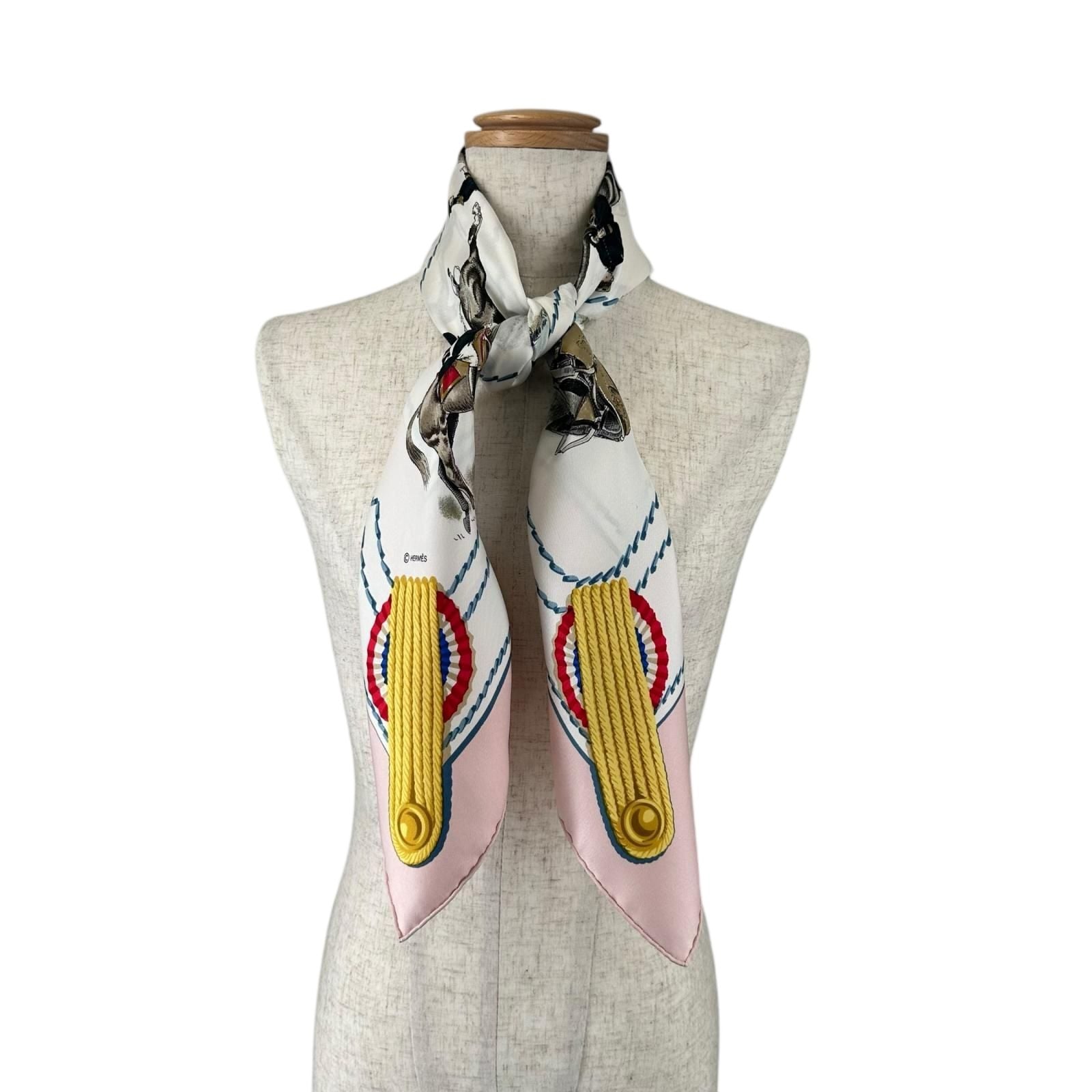 Hermes Carre 90 Noir Silk Pink White Scarf — view 2