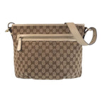 Gucci Beige Ivory Gold Hardware GG Canvas Leather Shoulder Bag Messenger