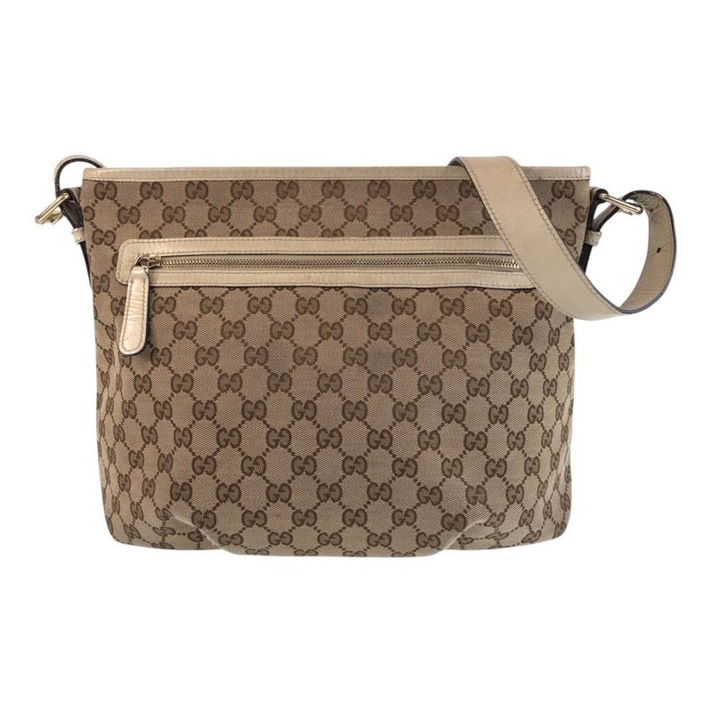 Gucci Beige Ivory Gold Hardware GG Canvas Leather Shoulder Bag Messenger