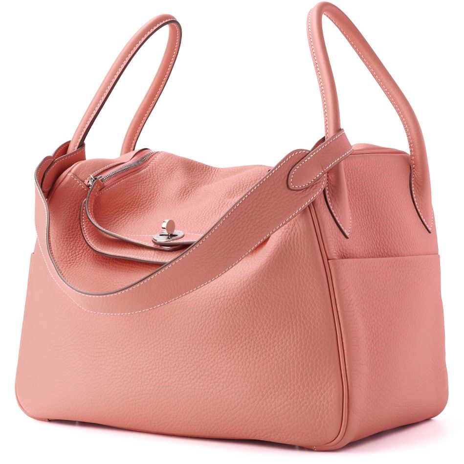 Hermes Lindy 34 Shoulder Bag Taurillon Clemence Crevette Silver — view 2