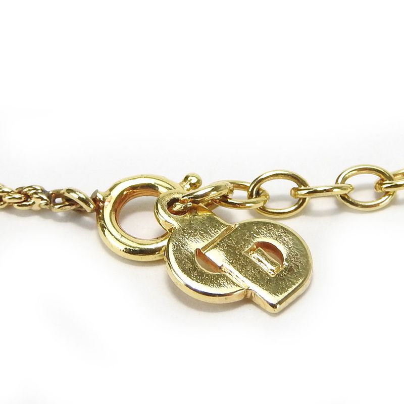 Christian Dior Necklace Metal Gold Heart Rhinestone Accessories Women — view 8