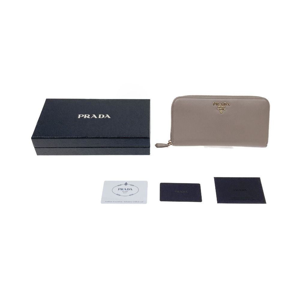 Prada Saffiano Long Wallet Round Zipper 1 Ml506 Beige — view 7