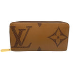 Louis Vuitton Zippy Wallet Monogram Giant Leather Dark Brown Light Round Gold