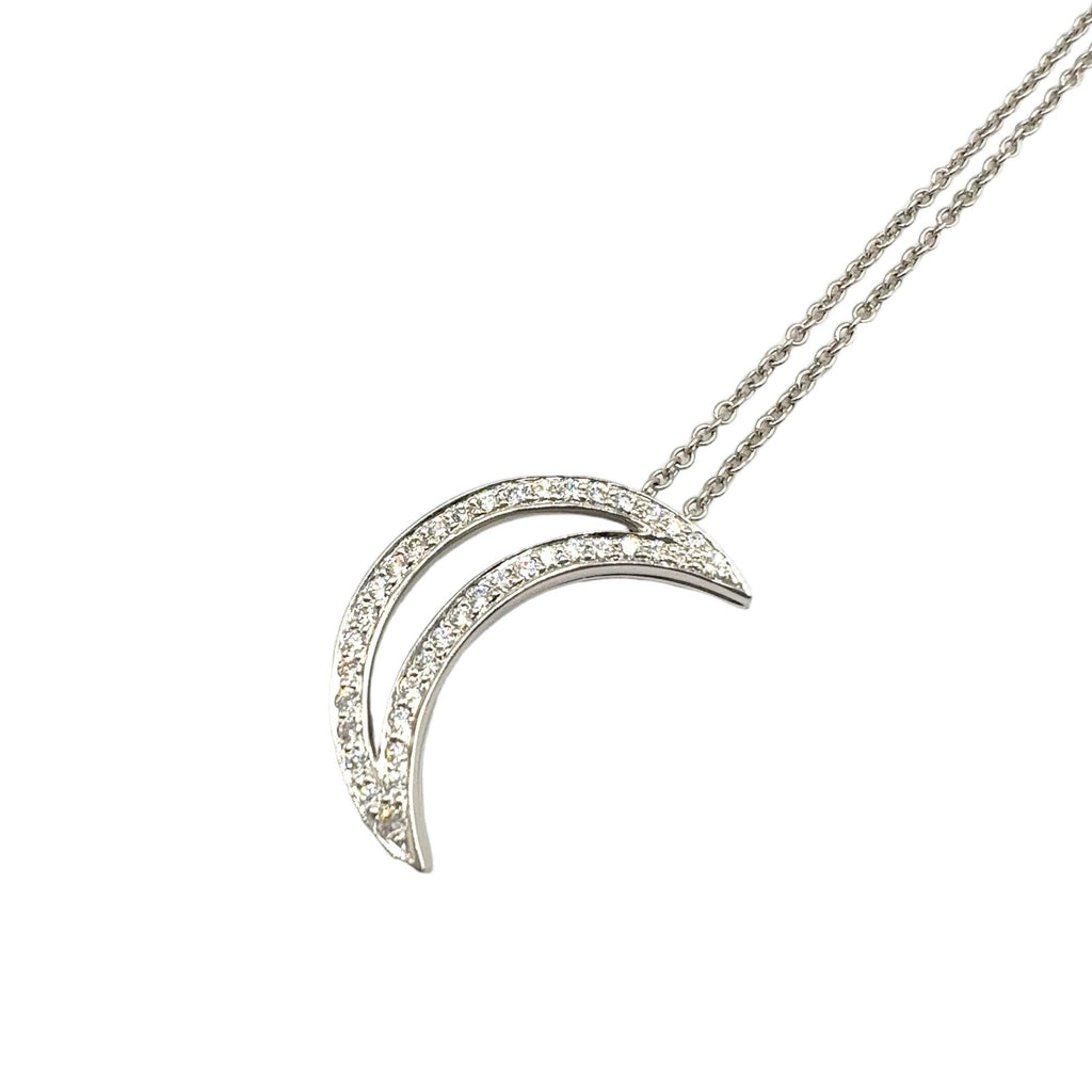 Tiffany & Co Moon Diamond Clear Platinum Necklace