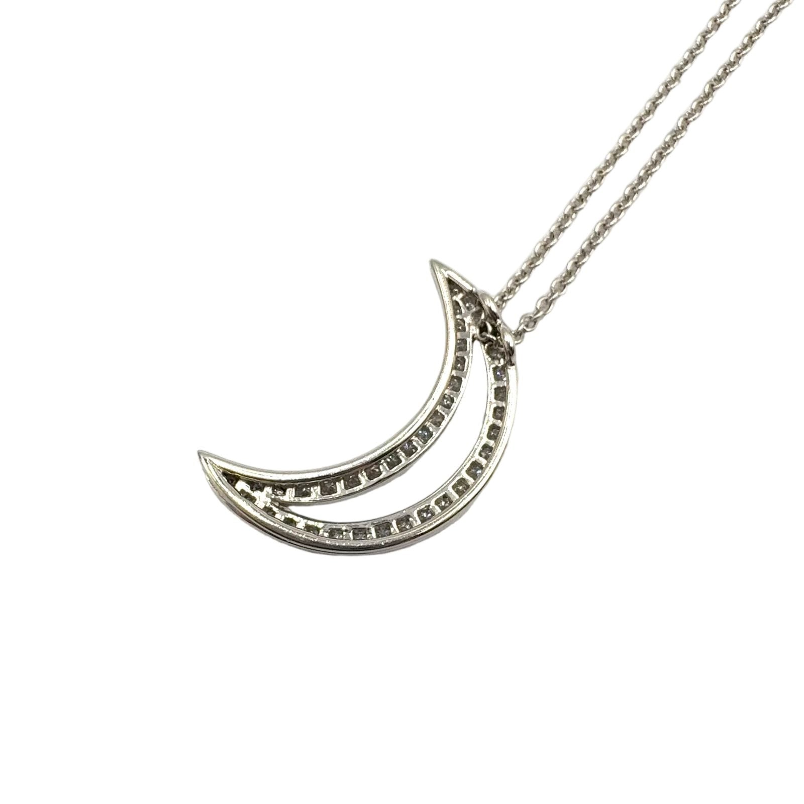 Tiffany & Co Moon Diamond Clear Platinum Necklace — view 2