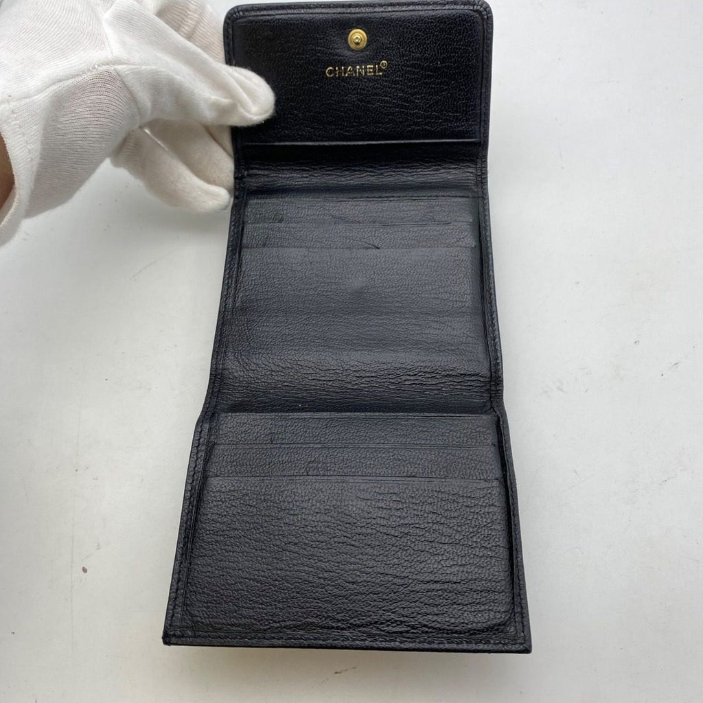 Chanel Wallet Bifold Hook Compact Leather Black CC Logo — view 5