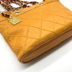 Chanel Lambskin Bicolor Quilted Chain Shoulder Bag Yellow Purse — view 6