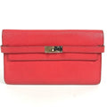 Hermes Wallet Kelly Chevre Red
