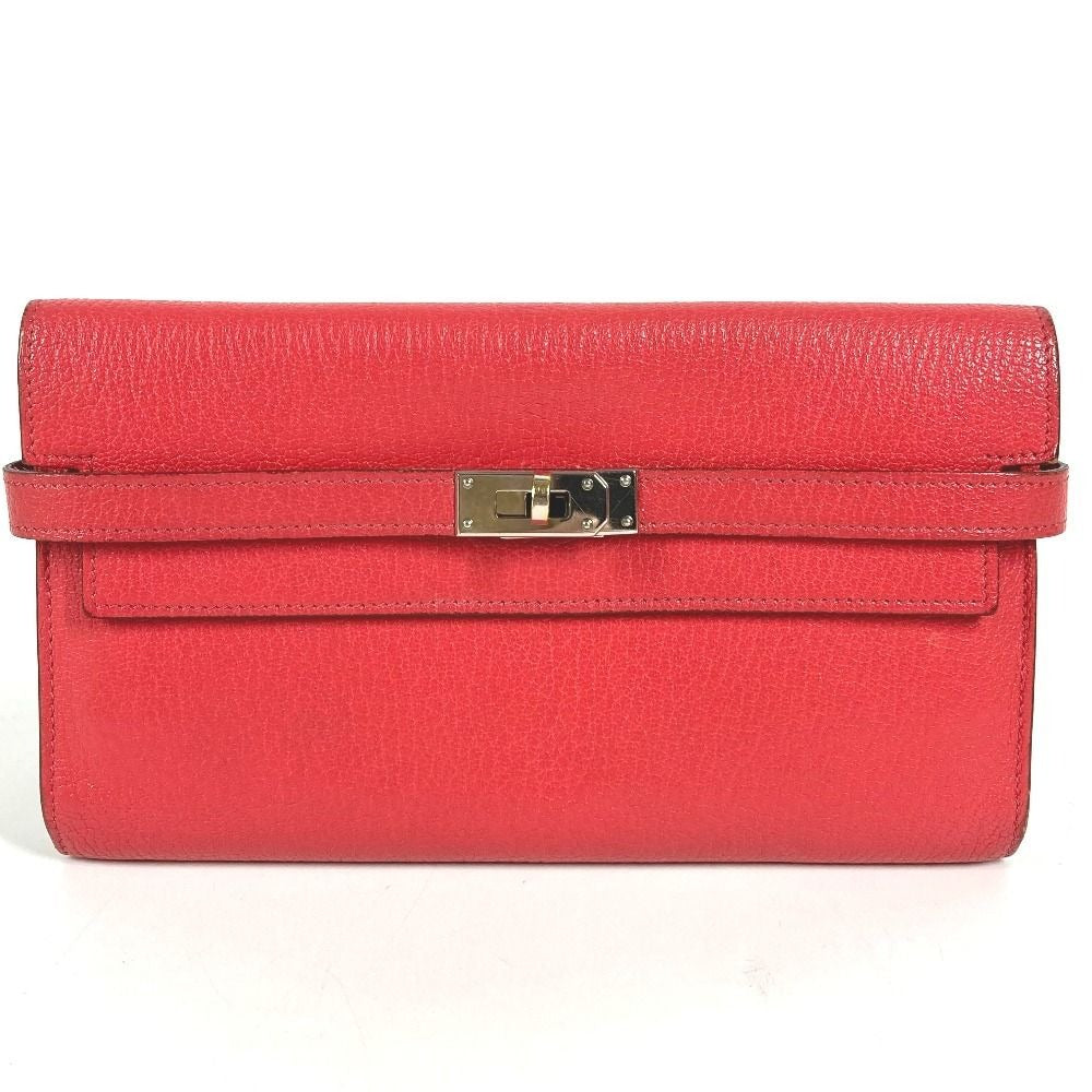 Hermes Wallet Kelly Chevre Red