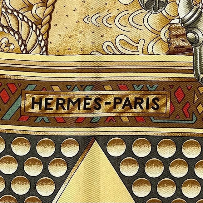 Hermes Scarf Carre 90 Beige Brown L'or des — view 2
