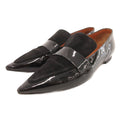 Celine Loafers Slip on Pointed Toe Patent Suede 38 Black