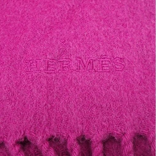Hermes Cashmere Scarf Embroidery 100% Purple — view 3