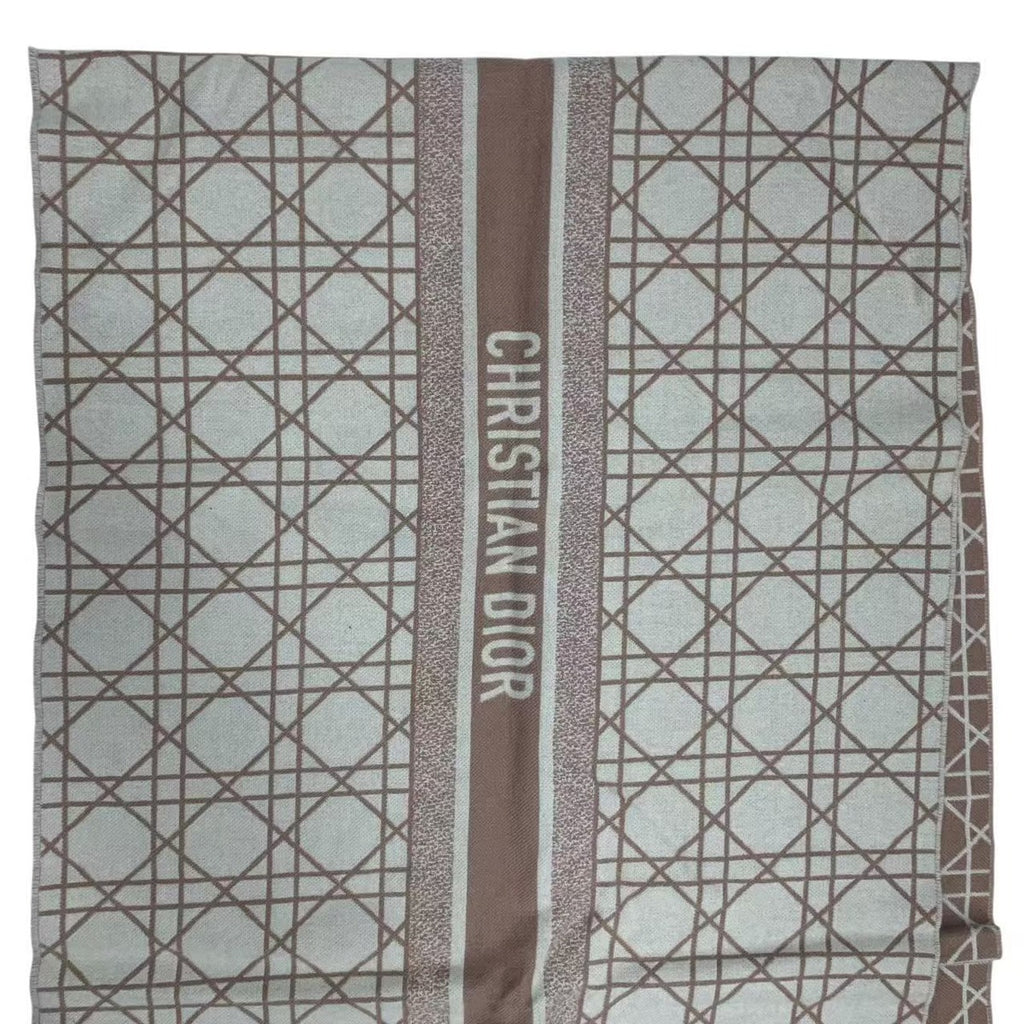 Dior Christian Cannage Cashmere Muffler Shawl Beige Scarf — view 3