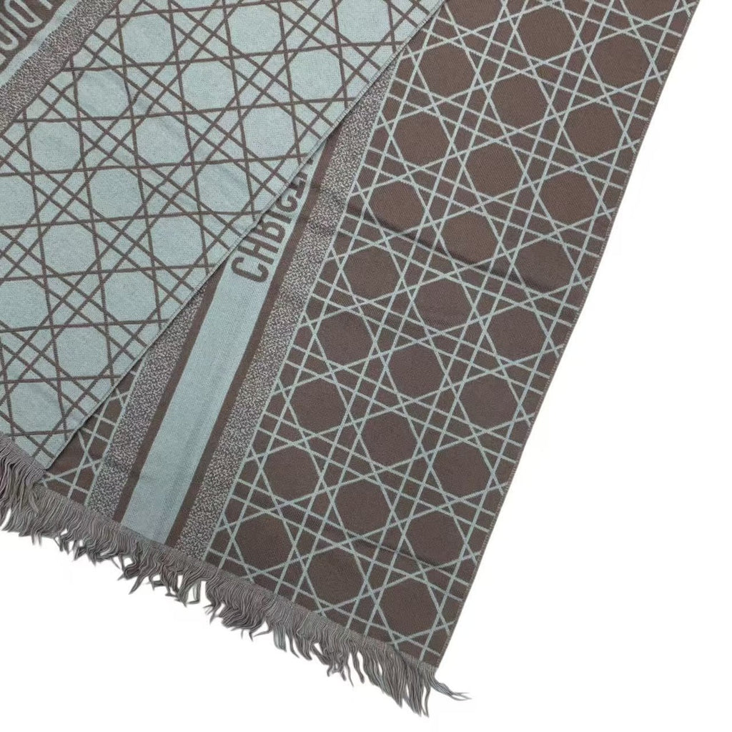 Dior Christian Cannage Cashmere Muffler Shawl Beige Scarf — view 4