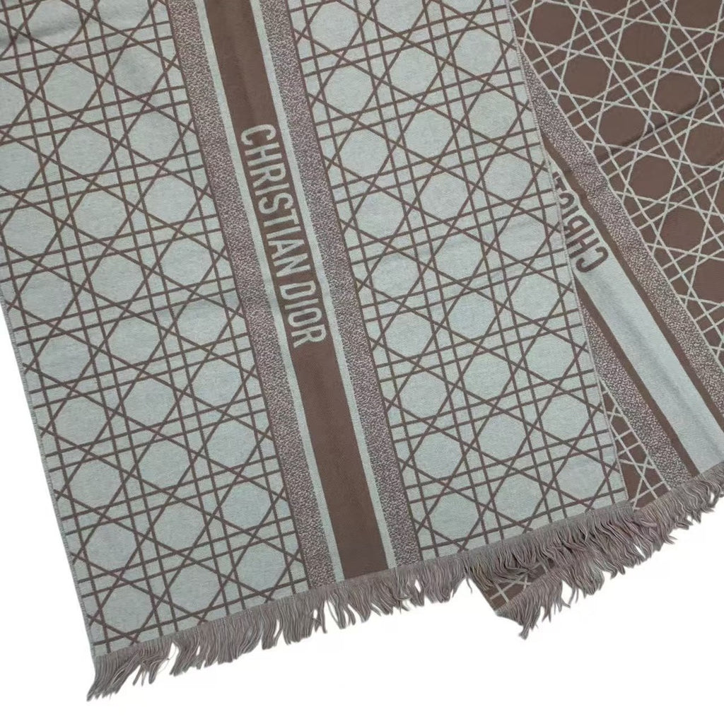 Dior Christian Cannage Cashmere Muffler Shawl Beige Scarf — view 5