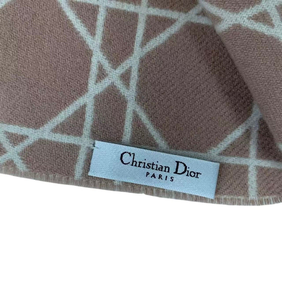 Dior Christian Cannage Cashmere Muffler Shawl Beige Scarf — view 6