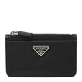 Prada Triangle Logo Plate Coin Case Card 2 Mc084 Black Sapphire Leather