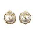 Chanel Coco Mark Pearl Earrings Accessories Gold White