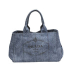 Prada Cotton Canvas Tote Bag Canapa Blue