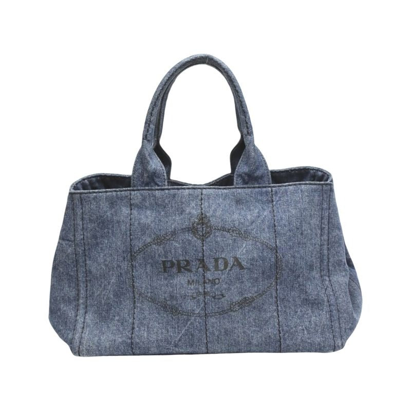 Prada Cotton Canvas Tote Bag Canapa Blue