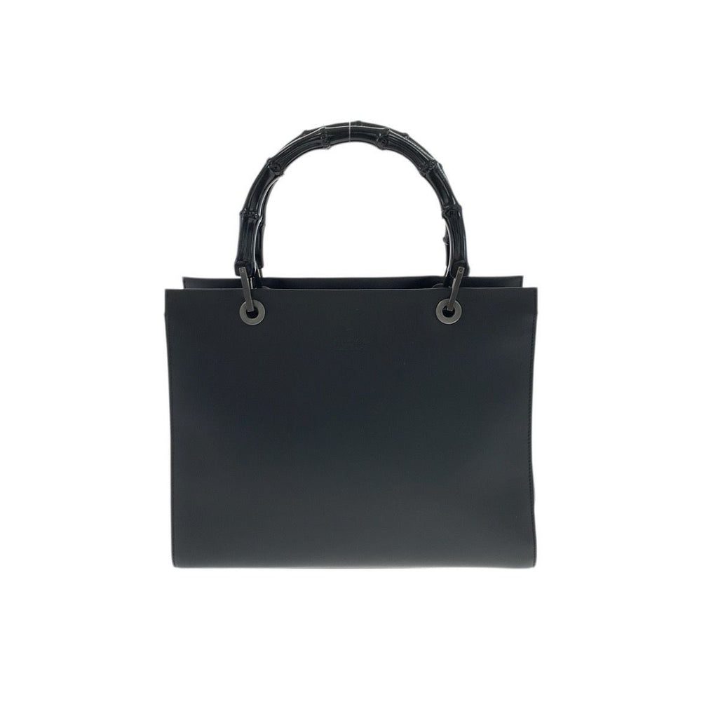 Gucci Bamboo Black Silver Leather 002 Tote