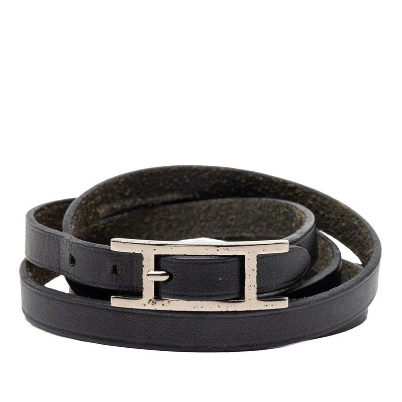Hermes Api Long Bracelet Black Leather
